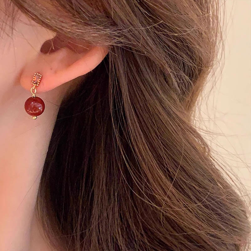 Buddha Stones925スターリングシルバーポスト 14Kゴールドフィルド シナバービーズ ジルコン カームイヤリング - image 6