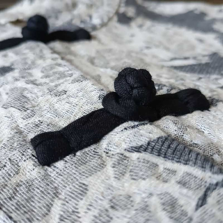 Buddha Stonesブラックグレープリント カエルボタンデザイン 長袖 コットンリネン ジャケット シャツ ポケット付き - image 8