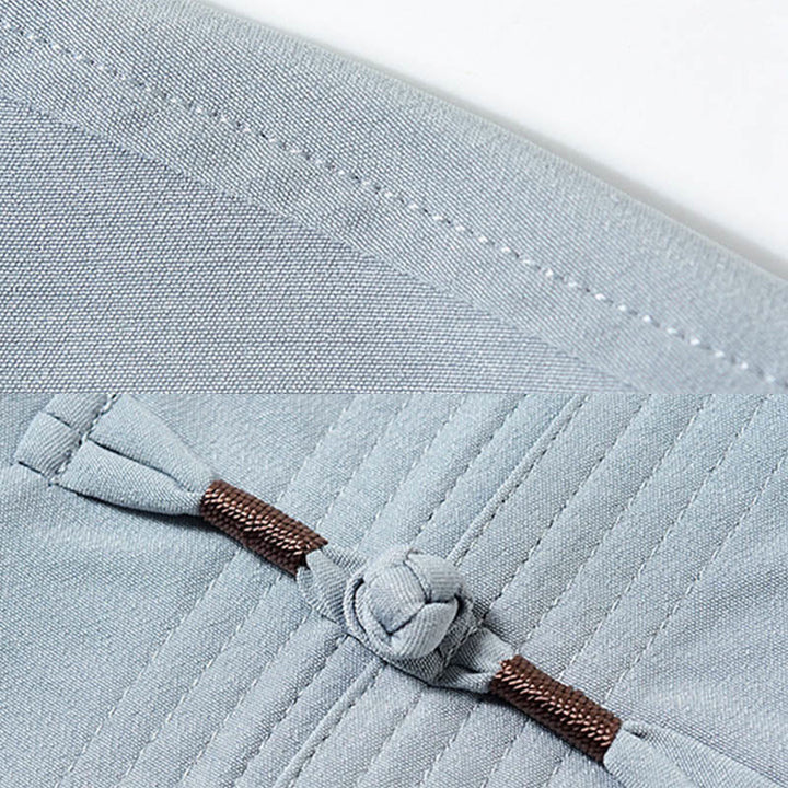 Buddha Stonesフーキャラクター刺繍唐装伝統的なカエルボタン半袖トップスパンツ服メンズセット - image 9