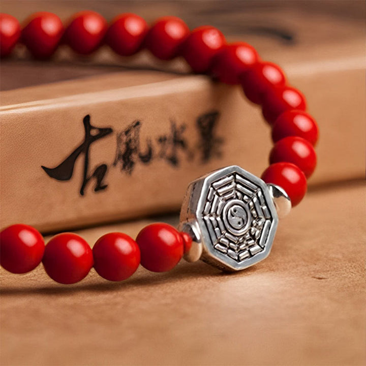 Buddha Stones925スターリングシルバー 陰陽八卦シンボル 辰砂 ストリング 集中ブレスレット - image 18