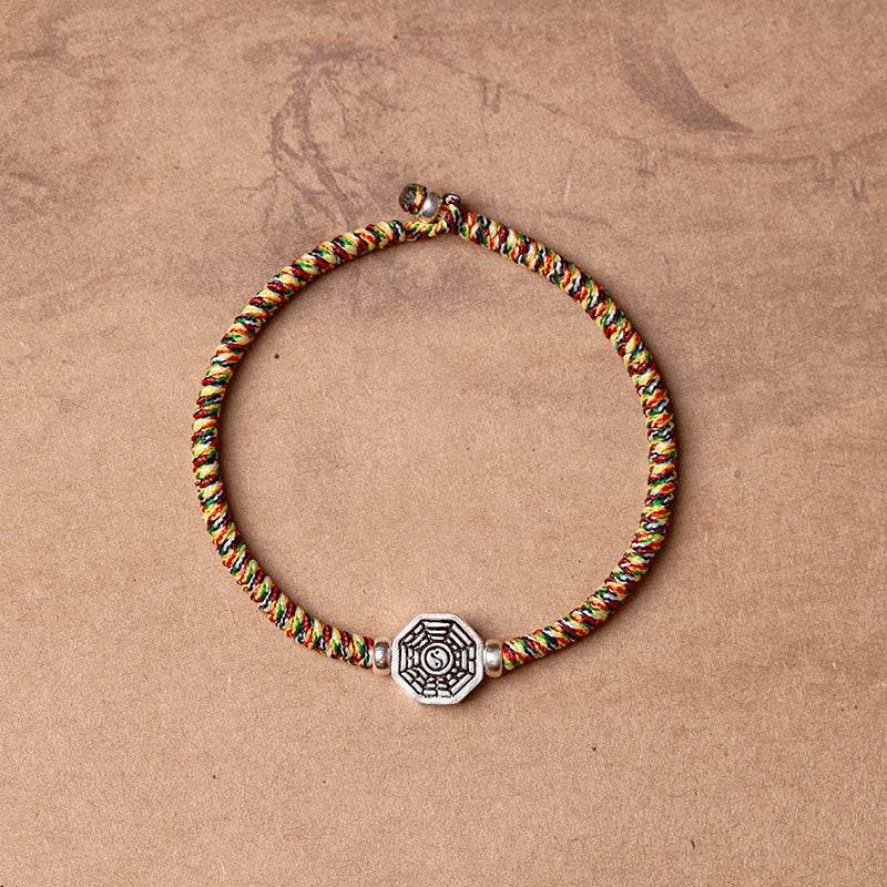 Buddha Stones925スターリングシルバー 陰陽八卦シンボル 辰砂 ストリング 集中ブレスレット - カラフルなロープ - 23cm - image 13