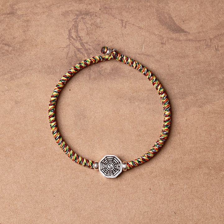Buddha Stones925スターリングシルバー 陰陽八卦シンボル 辰砂 ストリング 集中ブレスレット - カラフルなロープ - 23cm - image 13