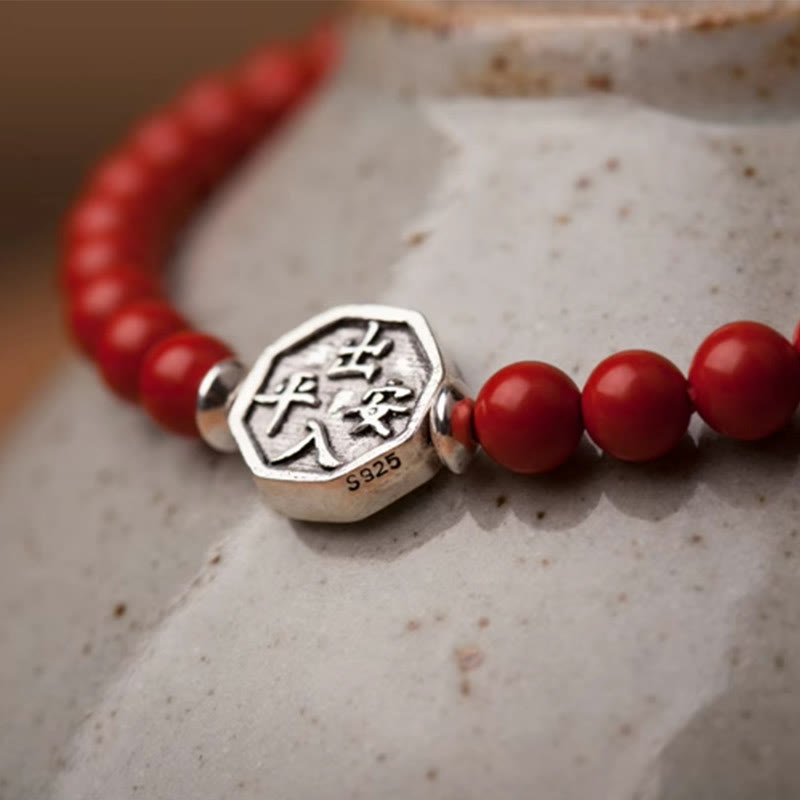 Buddha Stones925スターリングシルバー 陰陽八卦シンボル 辰砂 ストリング 集中ブレスレット - image 19