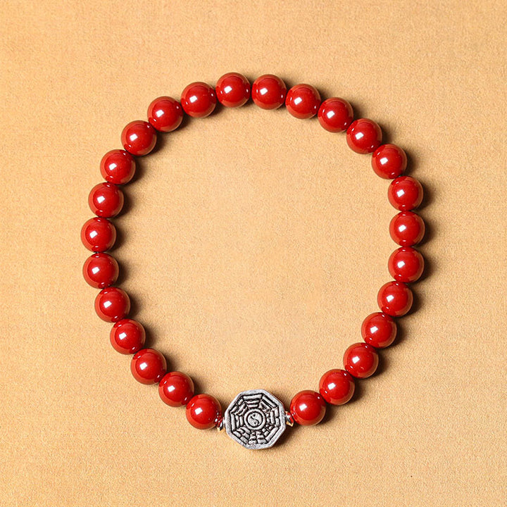 Buddha Stones925スターリングシルバー 陰陽八卦シンボル 辰砂 ストリング 集中ブレスレット - 辰砂ビーズ（伸縮性のある紐） - 23cm - image 14