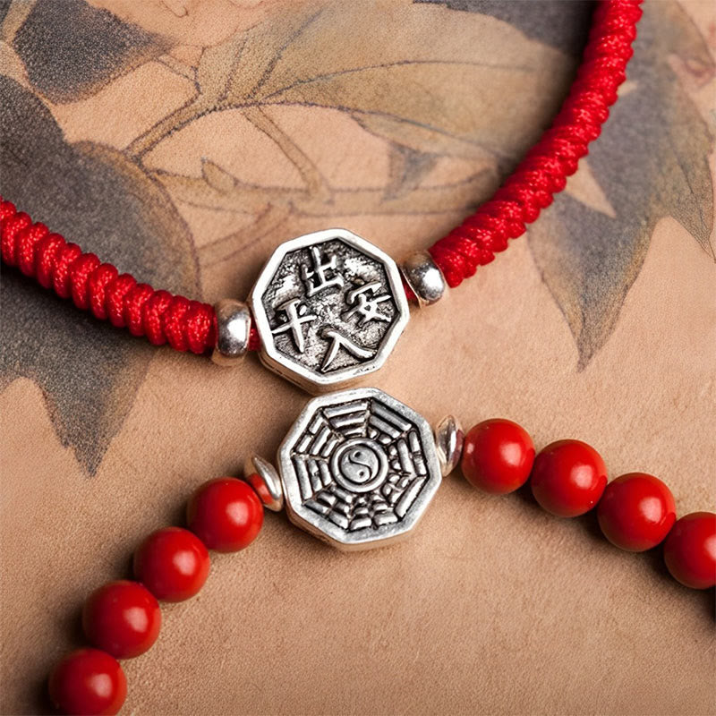 Buddha Stones925スターリングシルバー 陰陽八卦シンボル 辰砂 ストリング 集中ブレスレット - image 4