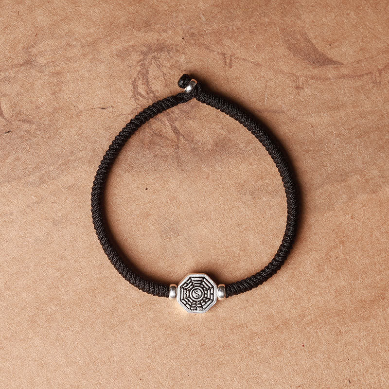 Buddha Stones925スターリングシルバー 陰陽八卦シンボル 辰砂 ストリング 集中ブレスレット - ブラックロープ - 23cm - image 12