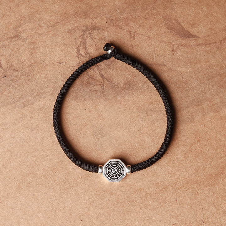 Buddha Stones925スターリングシルバー 陰陽八卦シンボル 辰砂 ストリング 集中ブレスレット - ブラックロープ - 23cm - image 12