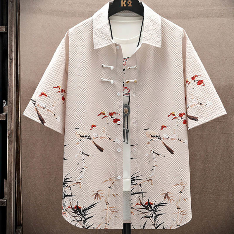 Buddha Stones風景ココナッツの木カササギ柄半袖ショーツメンズセット - image 15