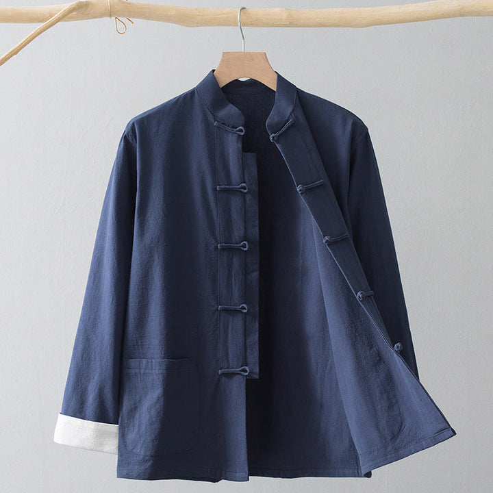 Buddha Stonesカエルボタン 中国唐装シャツ コットンリネン メンズジャケット 衣類 - image 6