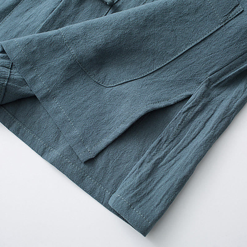 Buddha Stonesカエルボタン 中国唐装 半袖シャツ コットン メンズ ポケット付き - image 8