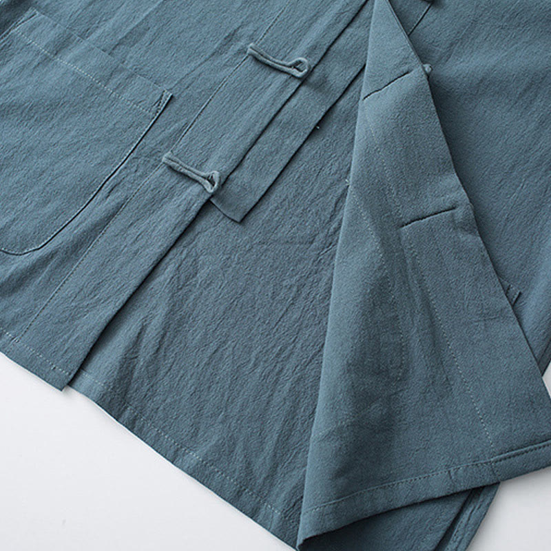 Buddha Stonesカエルボタン 中国唐装 半袖シャツ コットン メンズ ポケット付き - image 7