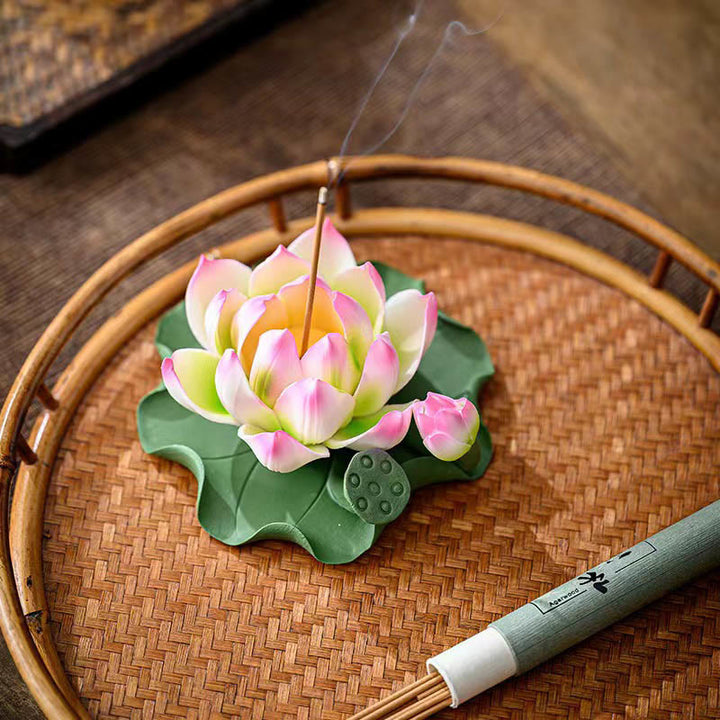 Buddha Stones蓮の花 葉 ポッド スピリチュアルヒーリング セラミックスティック 香炉 装飾 - image 5