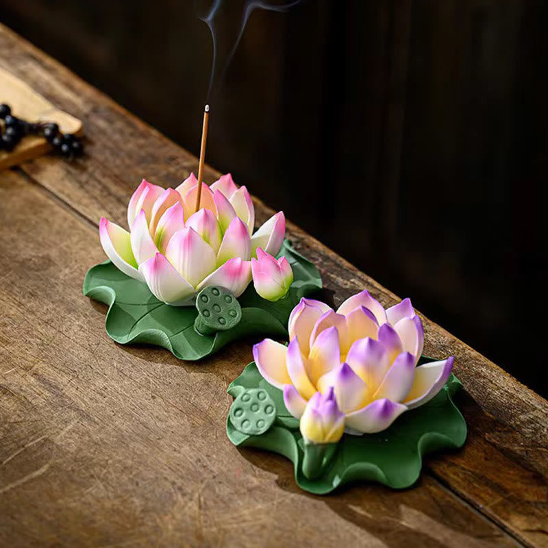 Buddha Stones蓮の花 葉 ポッド スピリチュアルヒーリング セラミックスティック 香炉 装飾 - image 10