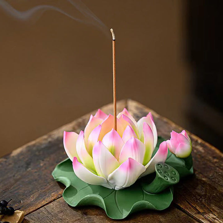 Buddha Stones蓮の花 葉 ポッド スピリチュアルヒーリング セラミックスティック 香炉 装飾 - image 3