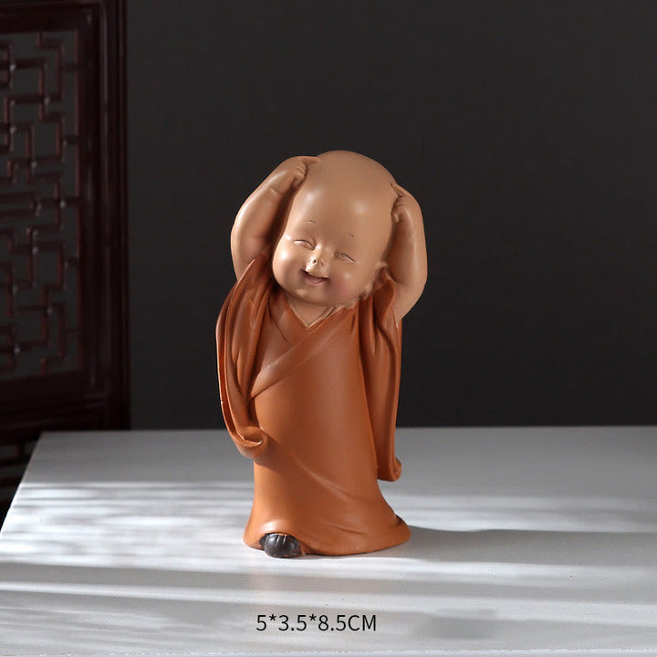 Buddha Stones小さなミニ瞑想 祈る僧侶 静寂 樹脂製 ホームデコレーション