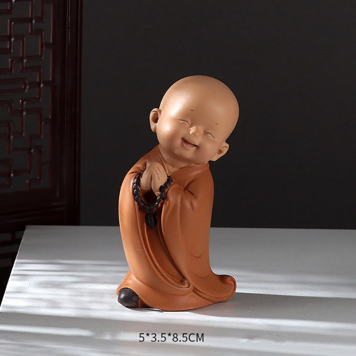 Buddha Stones小さなミニ瞑想 祈る僧侶 静寂 樹脂製 ホームデコレーション
