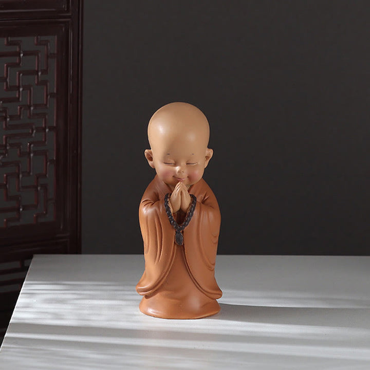 Buddha Stones小さなミニ瞑想 祈る僧侶 静寂 樹脂製 ホームデコレーション