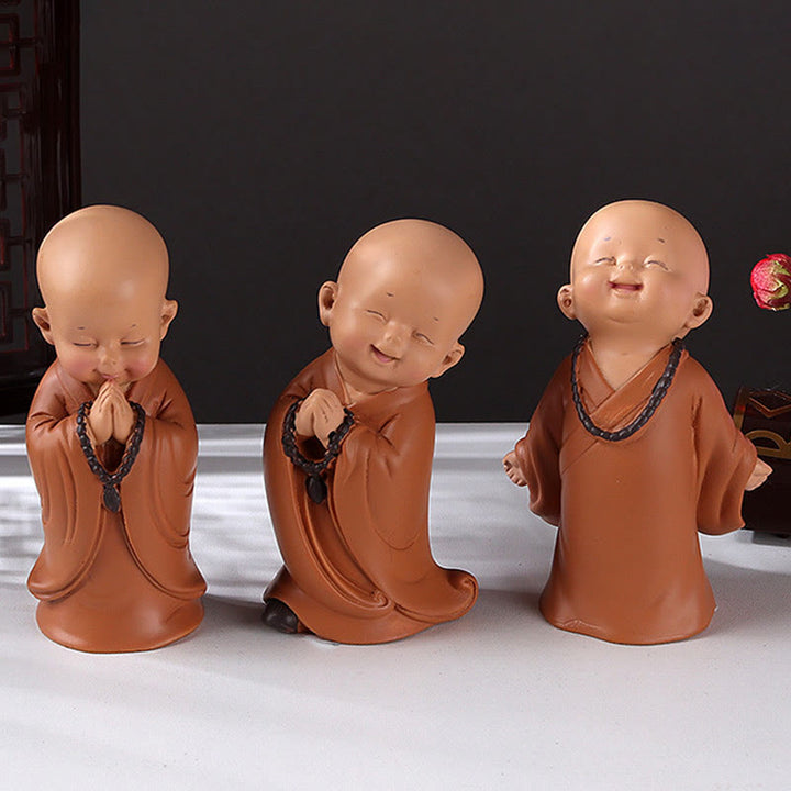 Buddha Stones小さなミニ瞑想 祈る僧侶 静寂 樹脂製 ホームデコレーション