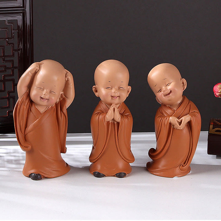 Buddha Stones小さなミニ瞑想 祈る僧侶 静寂 樹脂製 ホームデコレーション