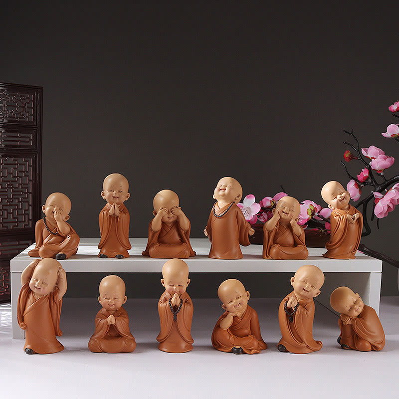 Buddha Stones小さなミニ瞑想 祈る僧侶 静寂 樹脂製 ホームデコレーション