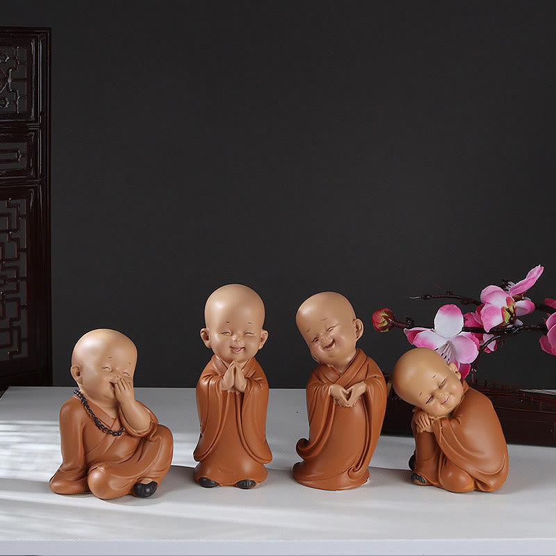 Buddha Stones小さなミニ瞑想 祈る僧侶 静寂 樹脂製 ホームデコレーション