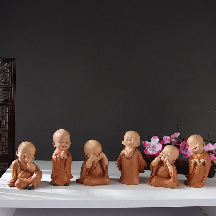 Buddha Stones小さなミニ瞑想 祈る僧侶 静寂 樹脂製 ホームデコレーション