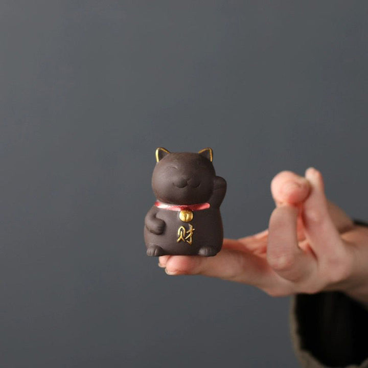 Buddha Stonesミニ招き猫富茶ペット紫粘土置物装飾 - image 6