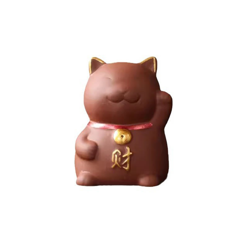 Buddha Stonesミニ招き猫富茶ペット紫粘土置物装飾 - image 4