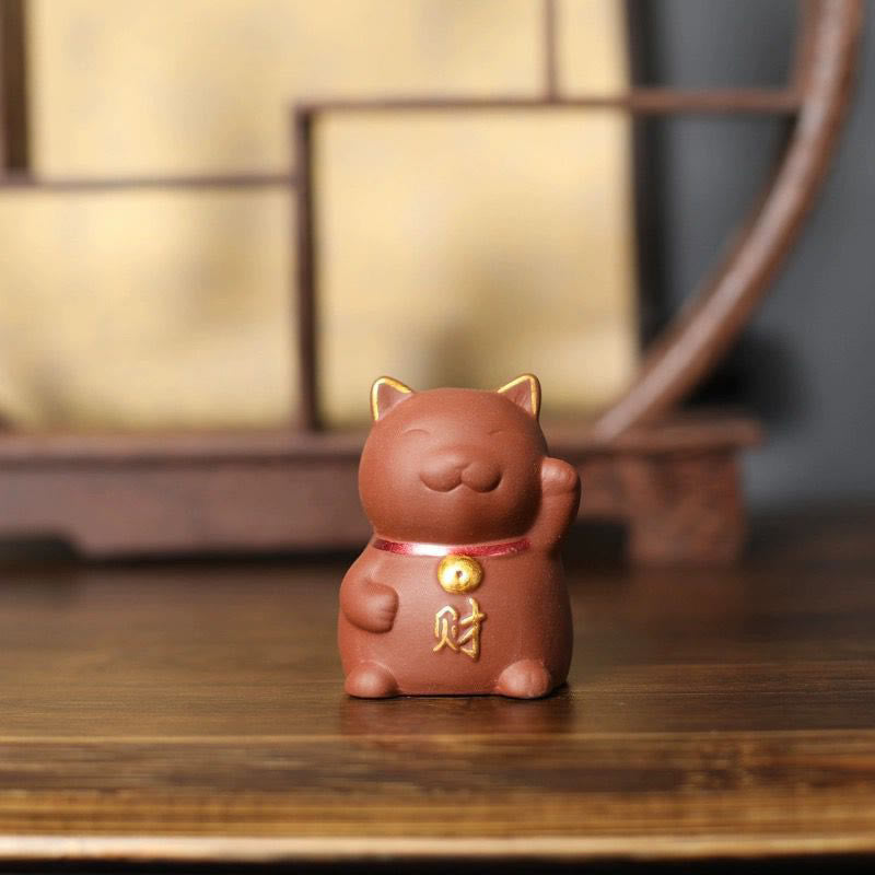 Buddha Stonesミニ招き猫富茶ペット紫粘土置物装飾 - image 2