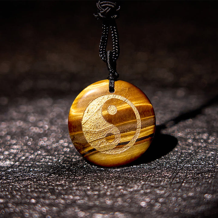 Buddha Stones各種クリスタルアメジストタイガーアイグリーンアベンチュリン陰陽スピリチュアルネックレスペンダント