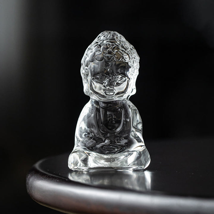 Buddha Stonesミニ如来仏陀 Liuli セレニティ デスク装飾 - 透明仏像 5.3×4×8.5cm - image 9