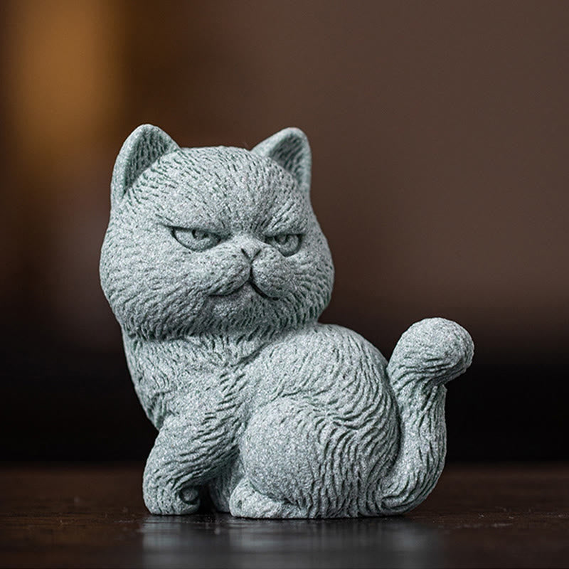 Buddha Stones小さな猫 家庭用 ティーペット 置物 デスク装飾 - 目が開いた猫 6.6*4*7cm - image 6
