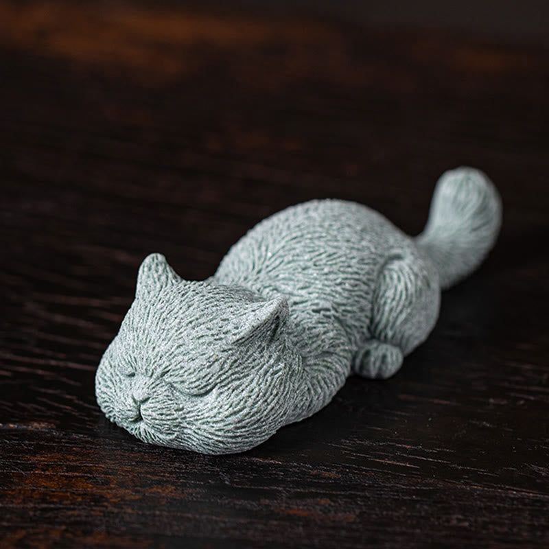 Buddha Stones小さな猫 家庭用 ティーペット 置物 デスク装飾 - 眠っている猫 10.6×4×2.5cm - image 7