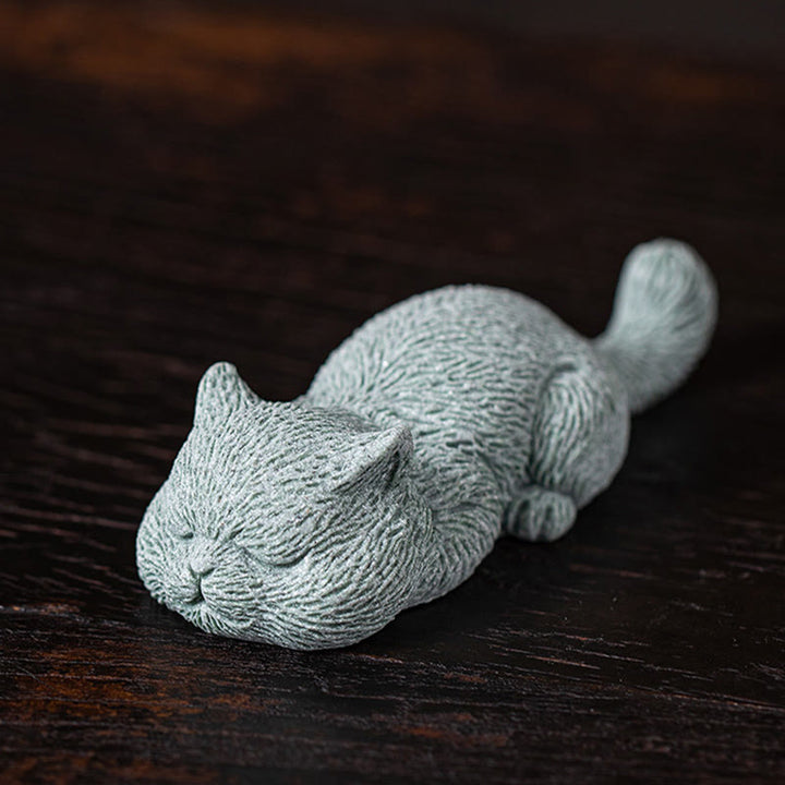 Buddha Stones小さな猫 家庭用 ティーペット 置物 デスク装飾 - 眠っている猫 10.6×4×2.5cm - image 7
