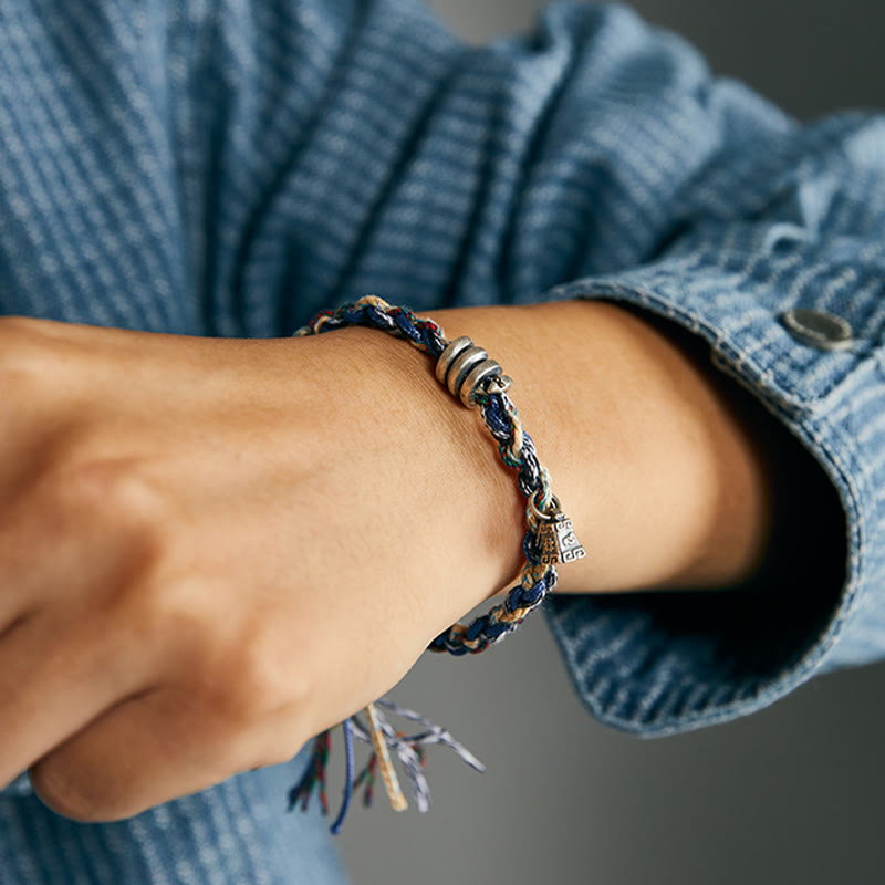 Buddha Stones925スターリングシルバー コインスケールチャーム ハンドメイド 祝福ブレスレット