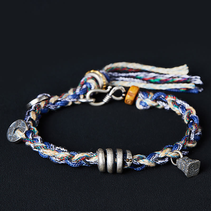 Buddha Stones925スターリングシルバー コインスケールチャーム ハンドメイド 祝福ブレスレット - 19cmは手首周り17cmに適合します - image 0