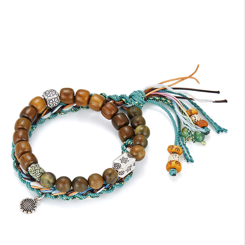 Buddha Stones925スターリングシルバー グリーンサンダルウッド 菩提樹 ハンドメイド ポジティブブレスレット