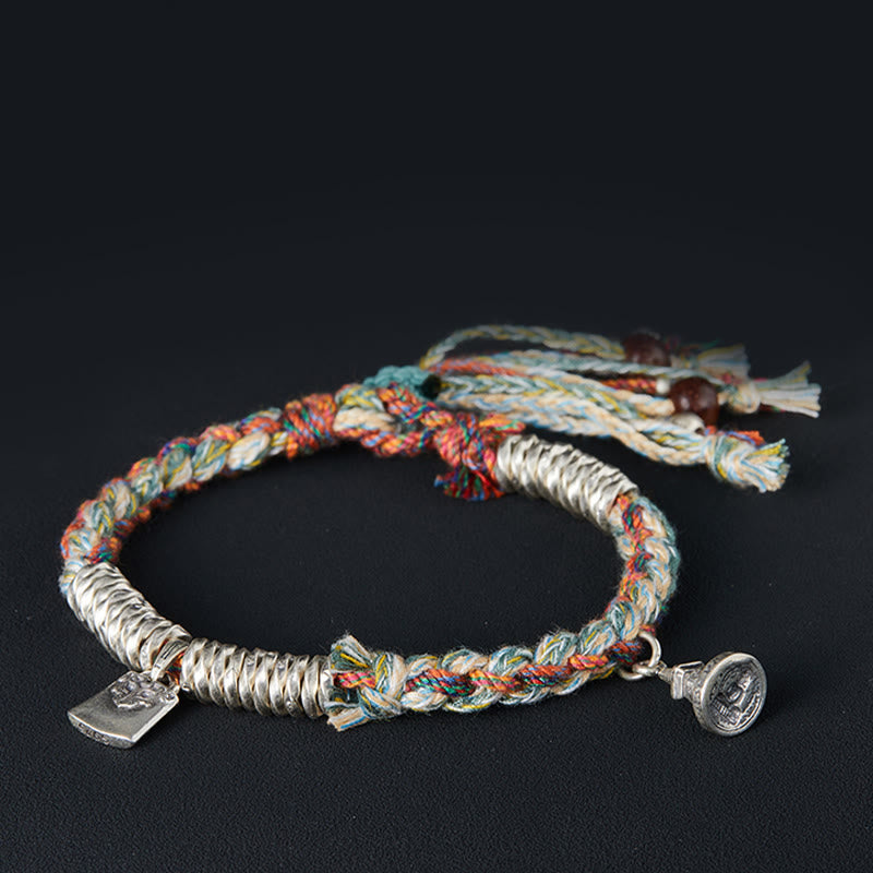 Buddha Stones925スターリングシルバー ハンドメイドプロテクションマルチストランドブレスレット - 19cmは手首周り17cmに適合します - image 0