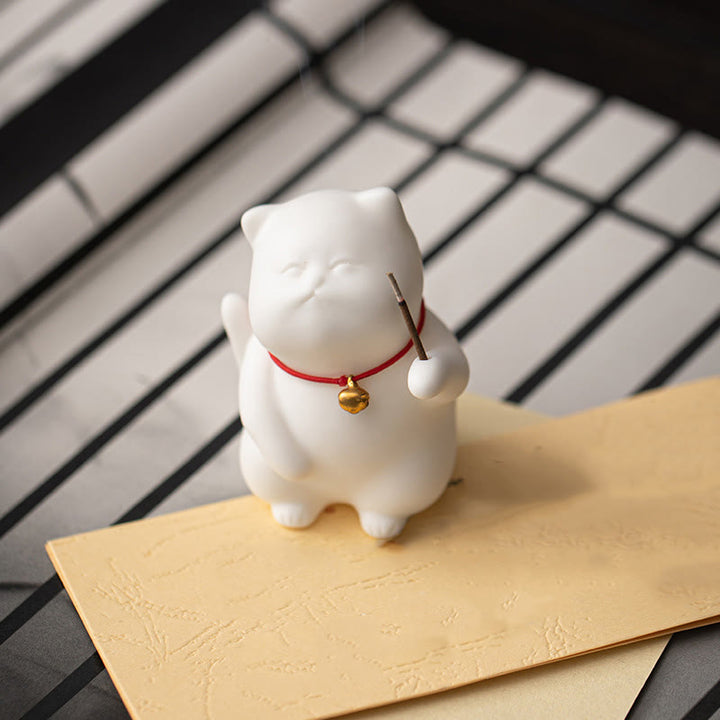 Buddha Stonesミニかわいい猫セラミックヒーリング香炉デスクデコレーション - image 7