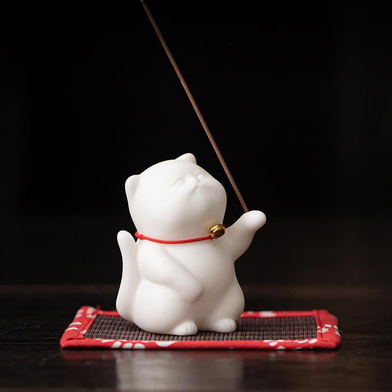 Buddha Stonesミニかわいい猫セラミックヒーリング香炉デスクデコレーション - image 2