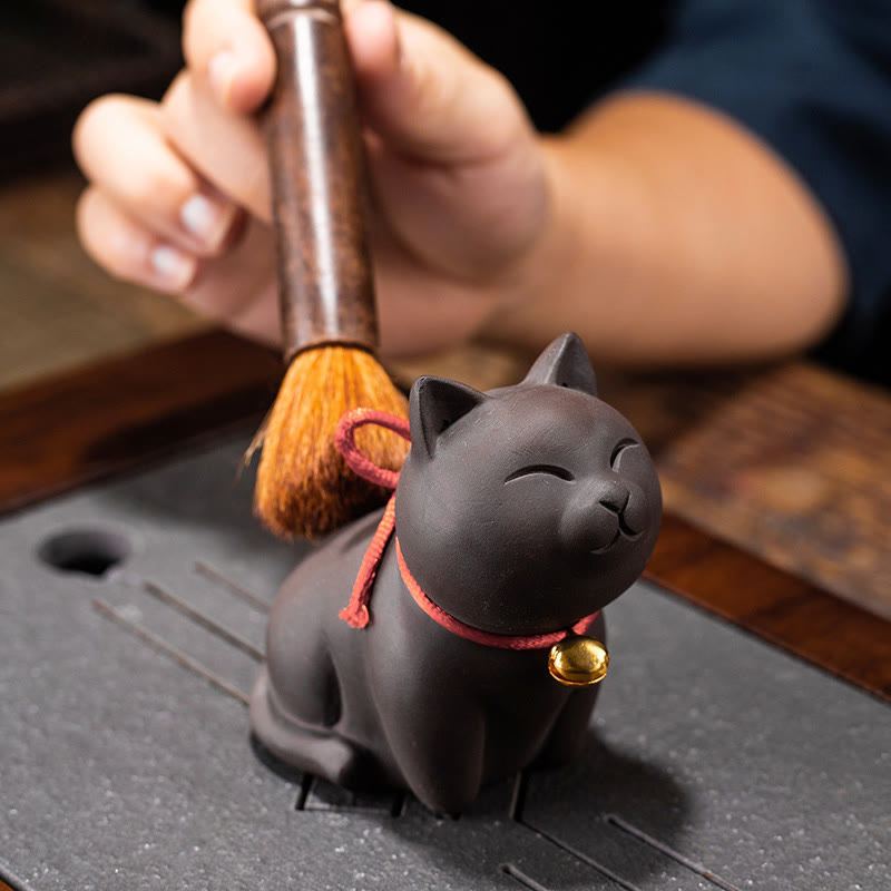 Buddha Stonesミニラブリーキャットティーペットパープル粘土置物デスク装飾 - image 6