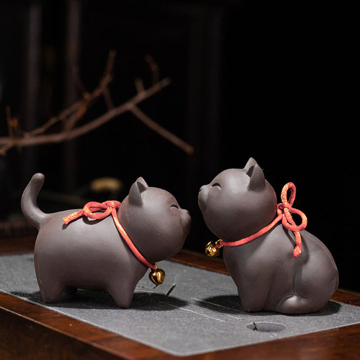 Buddha Stonesミニラブリーキャットティーペットパープル粘土置物デスク装飾 - image 10