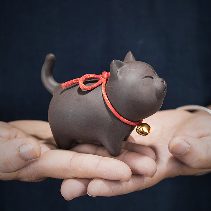 Buddha Stonesミニラブリーキャットティーペットパープル粘土置物デスク装飾 - image 3