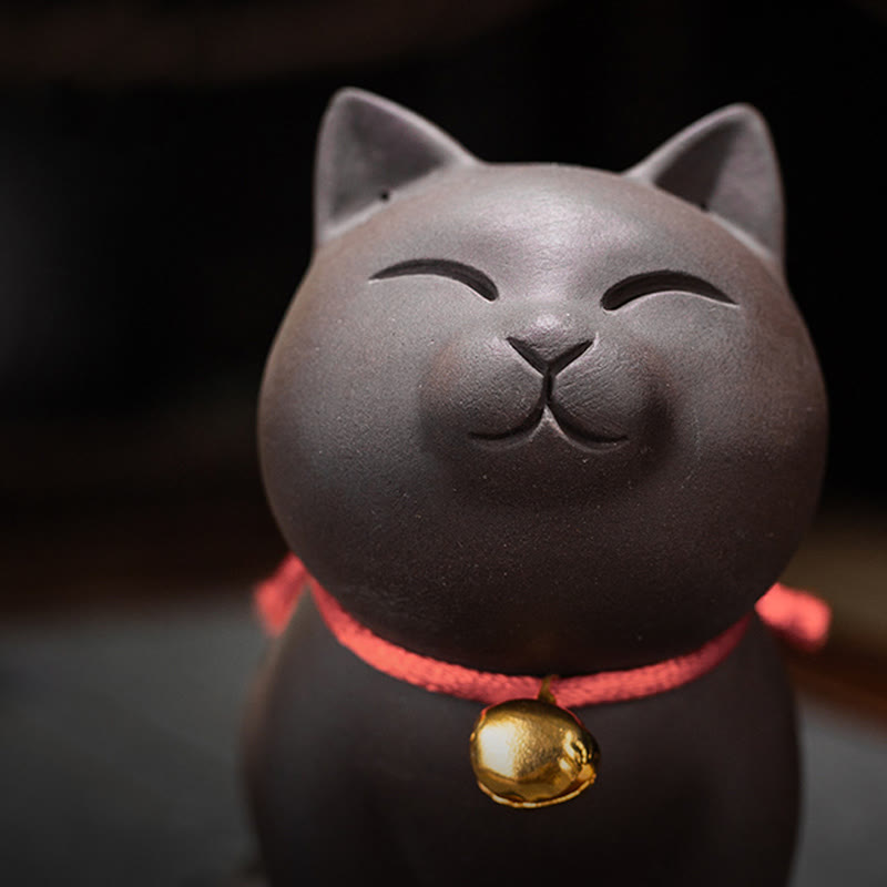 Buddha Stonesミニラブリーキャットティーペットパープル粘土置物デスク装飾 - image 8