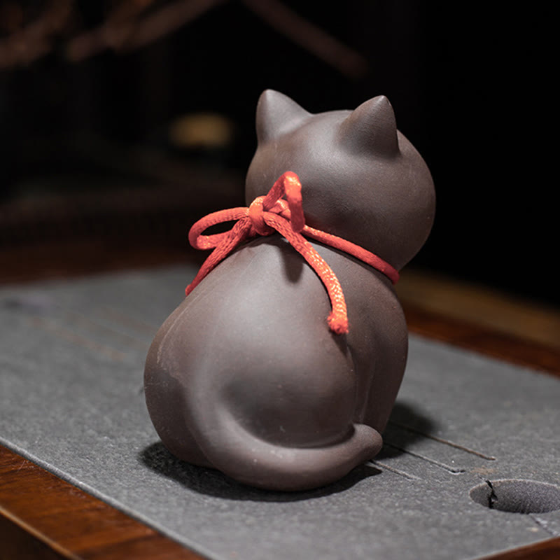 Buddha Stonesミニラブリーキャットティーペットパープル粘土置物デスク装飾 - image 7