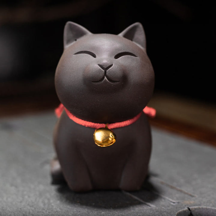 Buddha Stonesミニラブリーキャットティーペットパープル粘土置物デスク装飾 - image 5