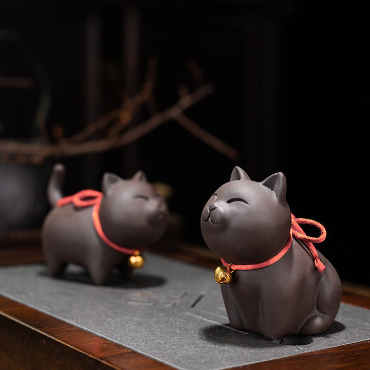 Buddha Stonesミニラブリーキャットティーペットパープル粘土置物デスク装飾 - image 1