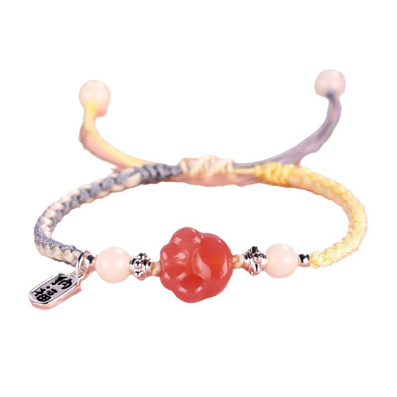 Buddha Stones瑪元瑪瑙 猫爪足 白菩提樹 伏字 正編みロープブレスレット - image 9