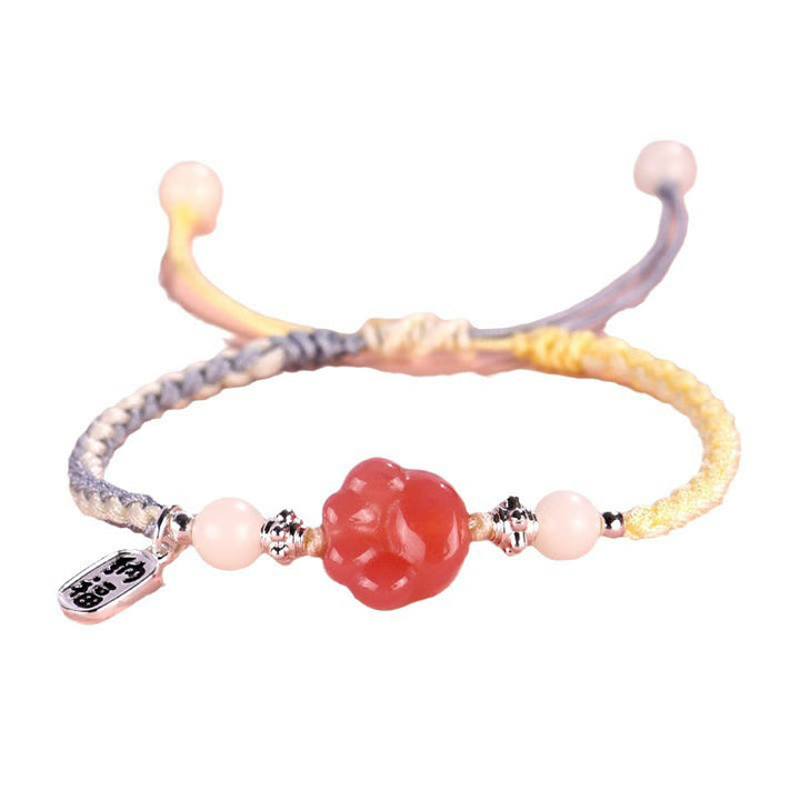Buddha Stones瑪元瑪瑙 猫爪足 白菩提樹 伏字 正編みロープブレスレット - image 9