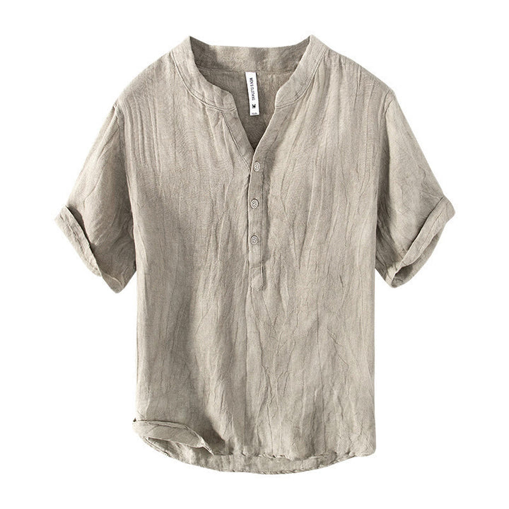 Buddha Stones 無地 半袖 綿麻シャツ メンズ プルオーバー カジュアル 夏用 - image 19